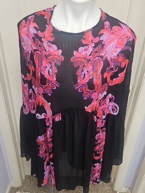 Free People Sheer Victorian Print Dress Top Tunic